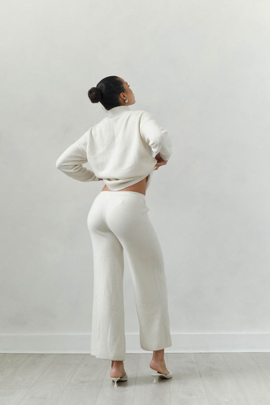 Grace Mirano double knit wide trouser-Mongolian White