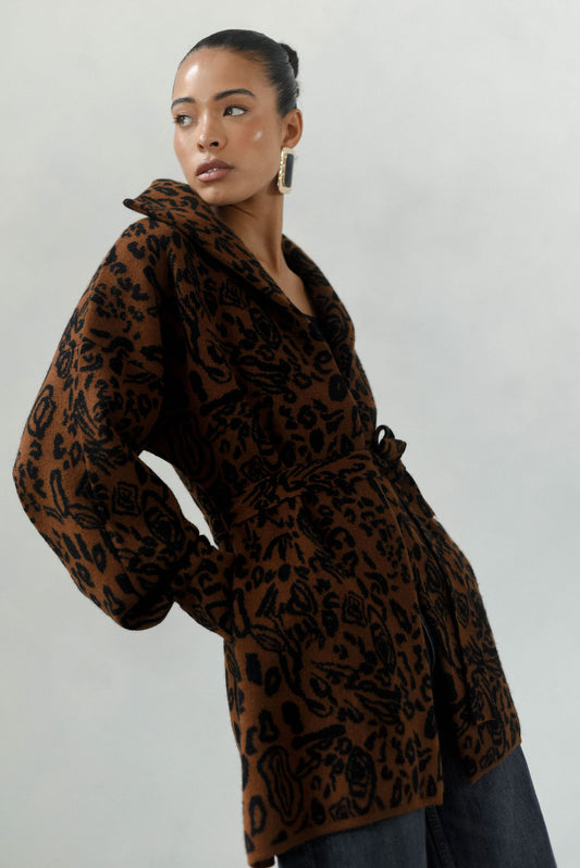 The Oversized Leopard Cashmere Cardigan