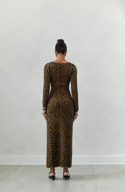 The Leopard Mocha Cashmere dress