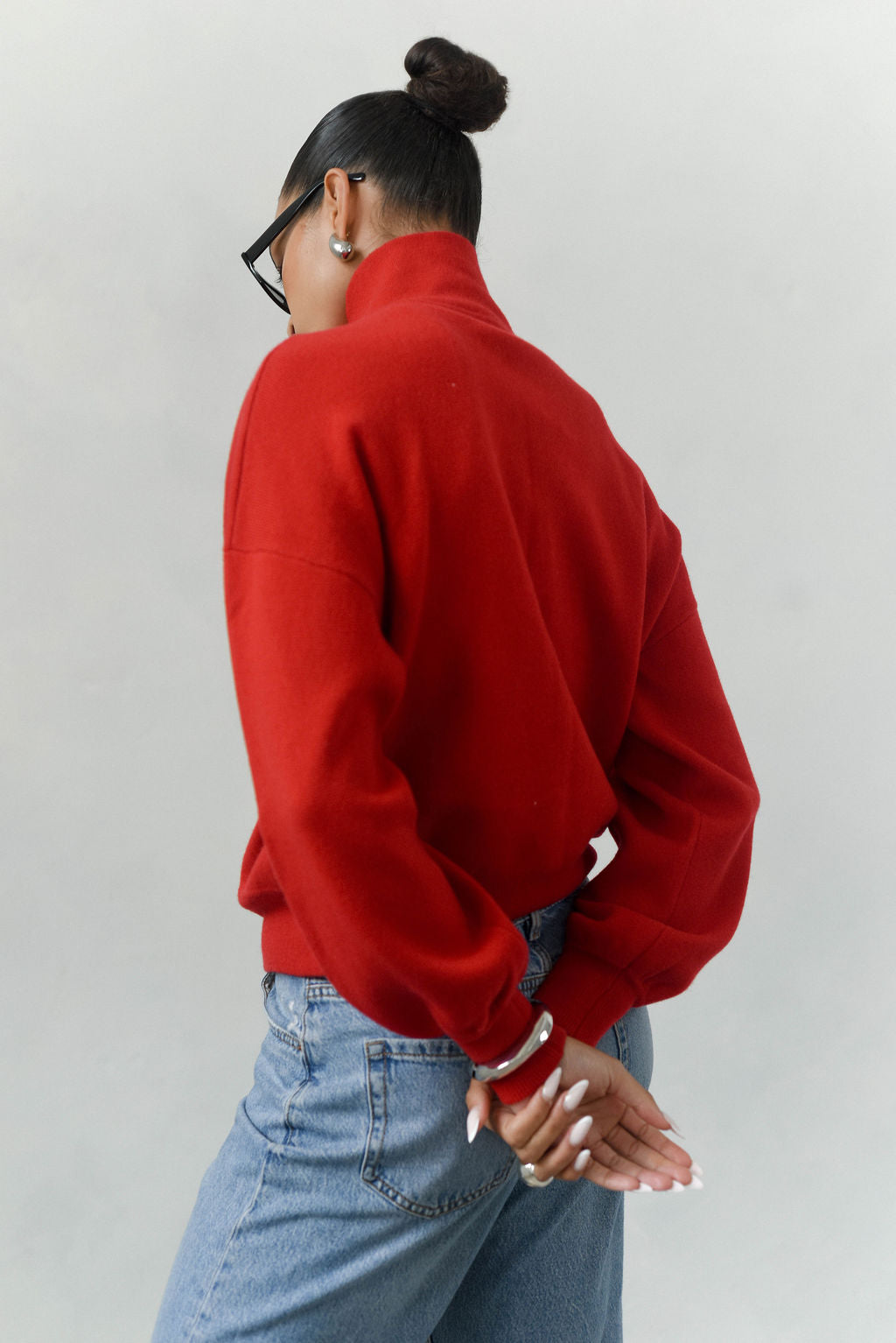 Violette Funned Neck Double Knit Oversized cardigan