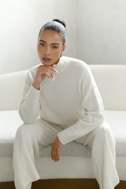Grace Mirano double knit wide trouser-Mongolian White