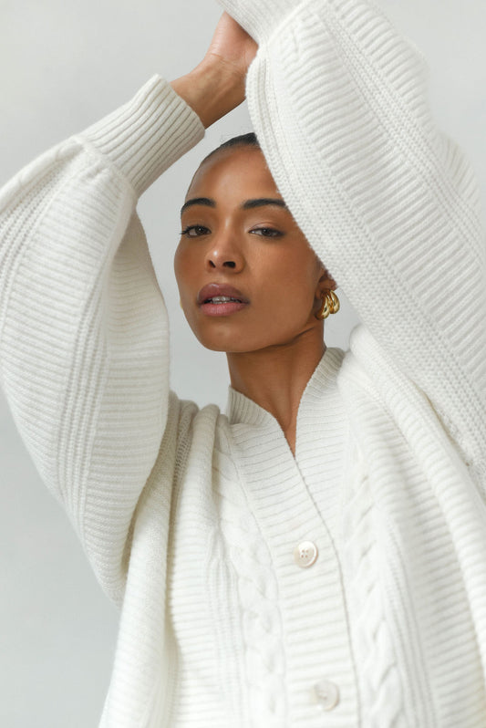 Noemie White Oversized puffy sleeves,